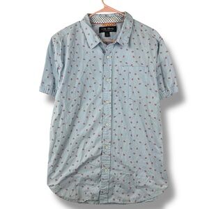 Dirty Laundry Shirt Men’s L Large Blue Short Sleeve Button Up